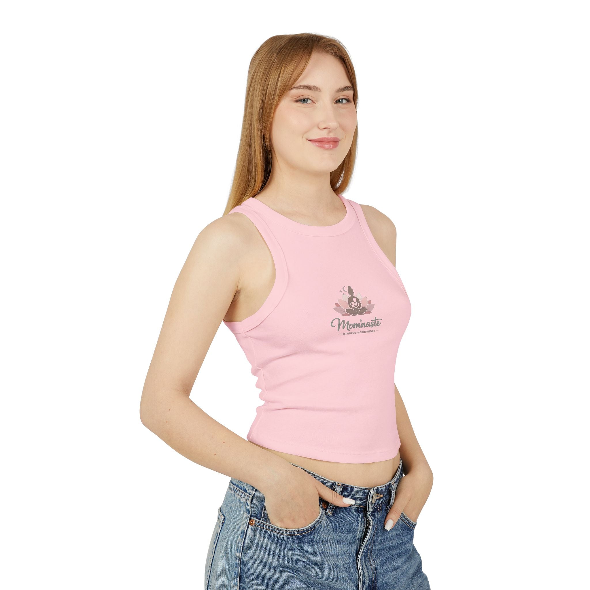 Micro-ribbed Racer Tank Top for Women