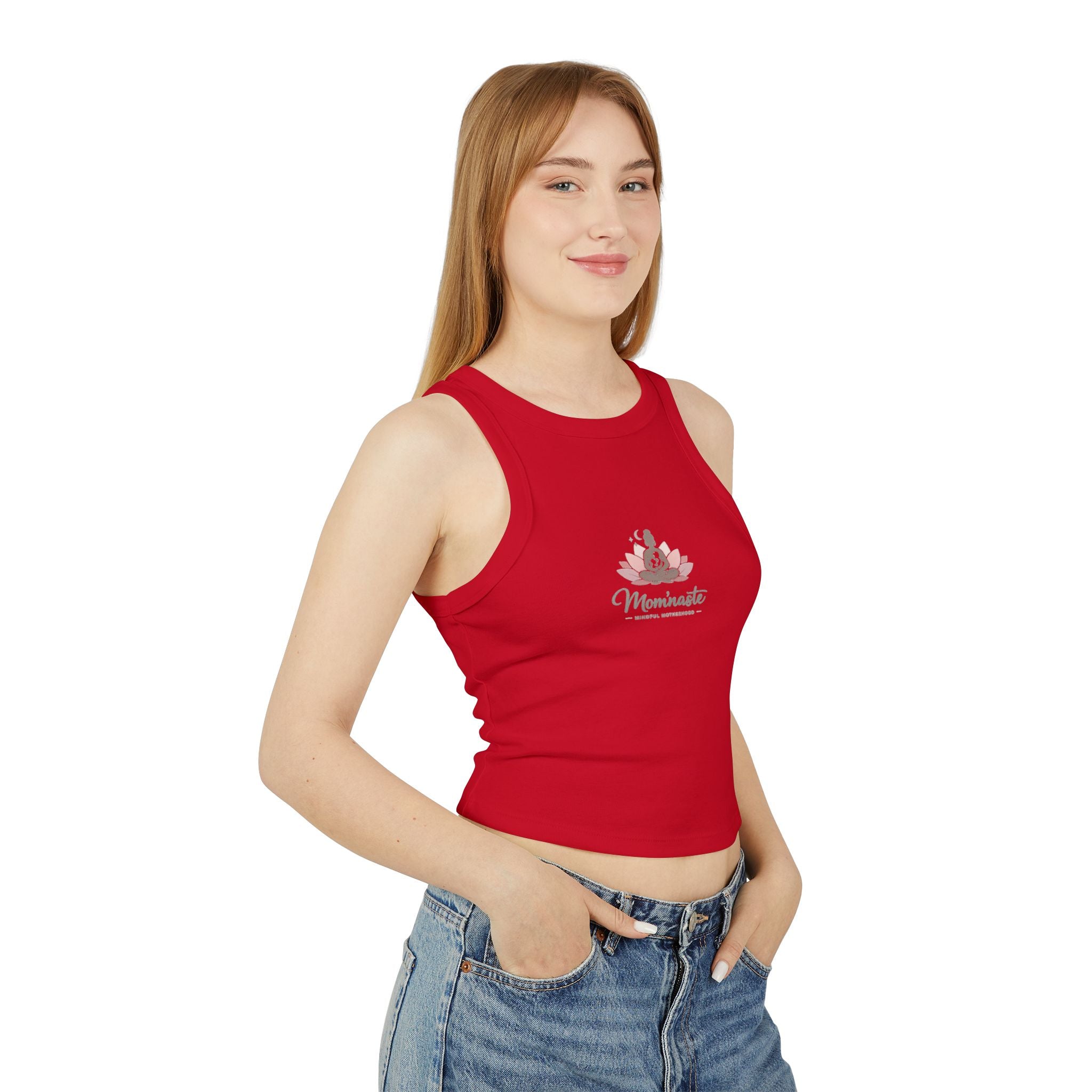 Micro-ribbed Racer Tank Top for Women