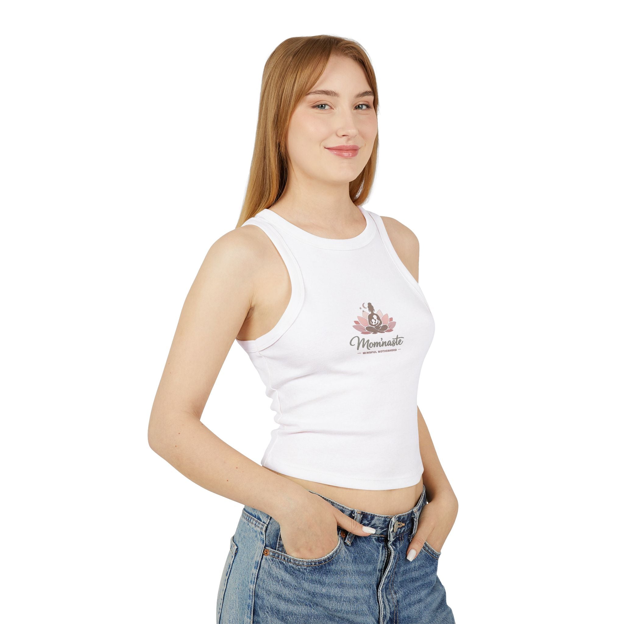 Micro-ribbed Racer Tank Top for Women